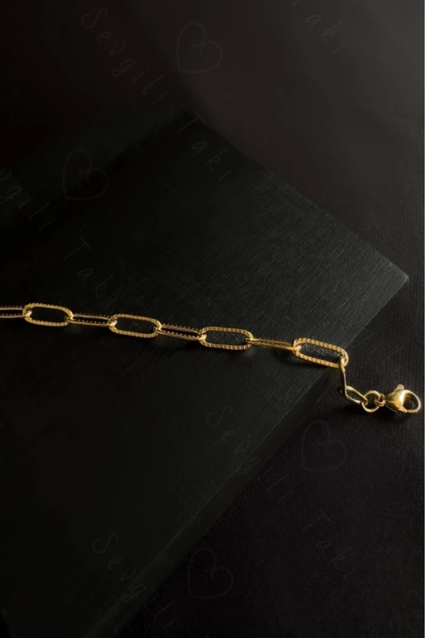 Paperclip Embossed Children's Gold Steel Chain Bracelet| Ida Series