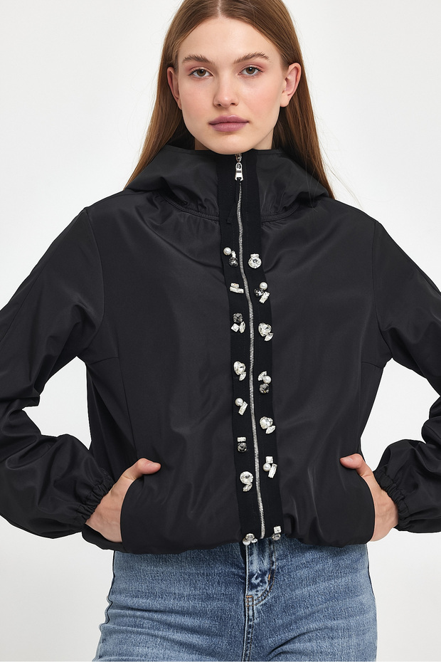 Taş Detaylı Bomber Ceket - 1