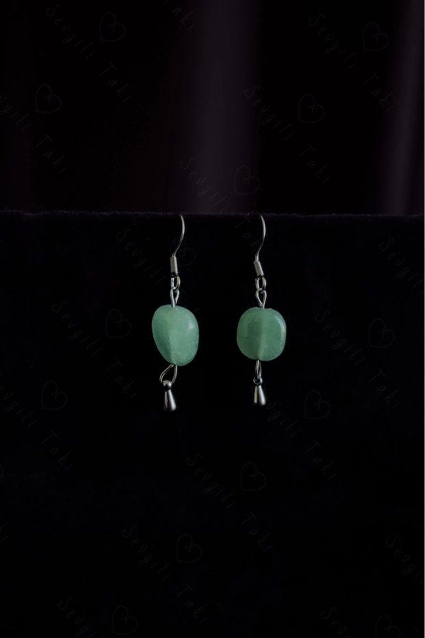 Aventurine natural stone steel earrings | vega series