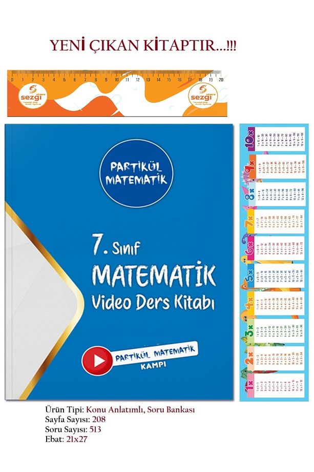 Yeni Ürün..! 7. Sınıf Partikül Matematik Video Ders Kitabı Sezgistore Ayraç Cetvelimiz - 1