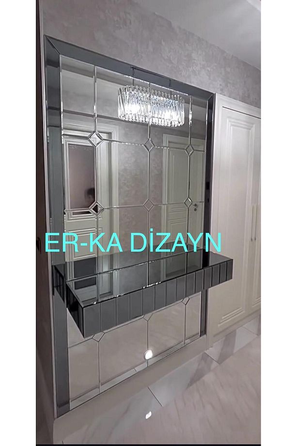 AYNA FÜME DRESUAR  Çekmeceli Duvara Monte Dresuar Hol Antre FÜME ( AYAKSIZ SADECE AYNA DRESUAR RAF) - 1