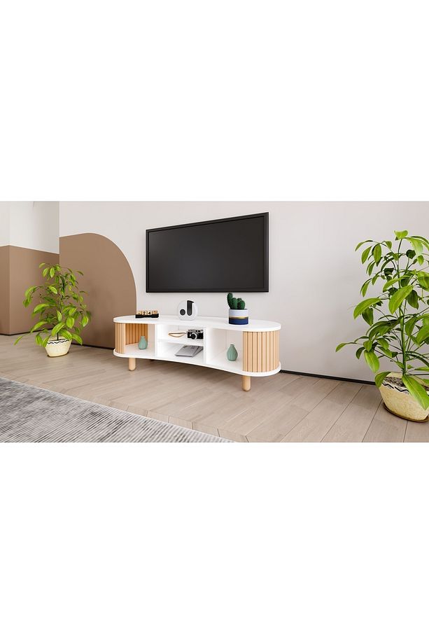 Weltwood Tokyo Tv Ünitesi Mdf, Kayın Cilalı Çıta, Bohem Stil, Modern, Dayanıklı Ve Şık Tv Sehpası - 4