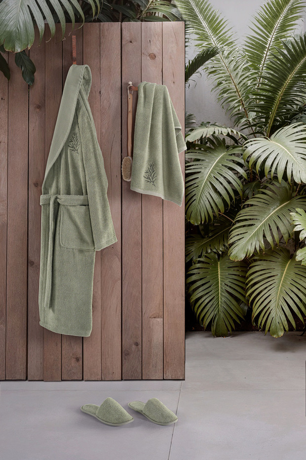 HAKI - Erkek Bambu Bornoz Seti - 3 Parça - 1