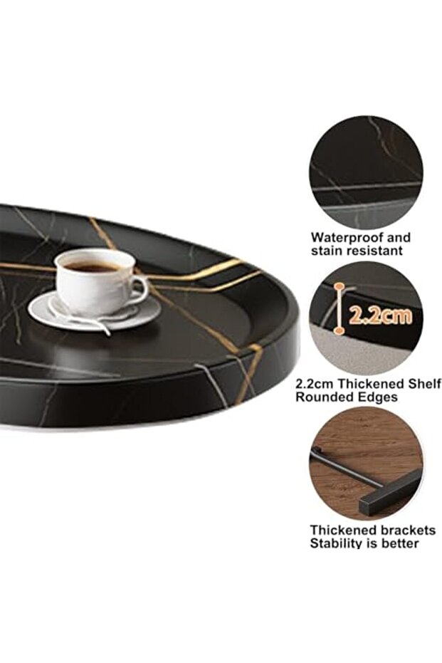 Side Table, C Shaped End Table, Small Coffee Table With Metal Frame, Side Tables Living Room - 4