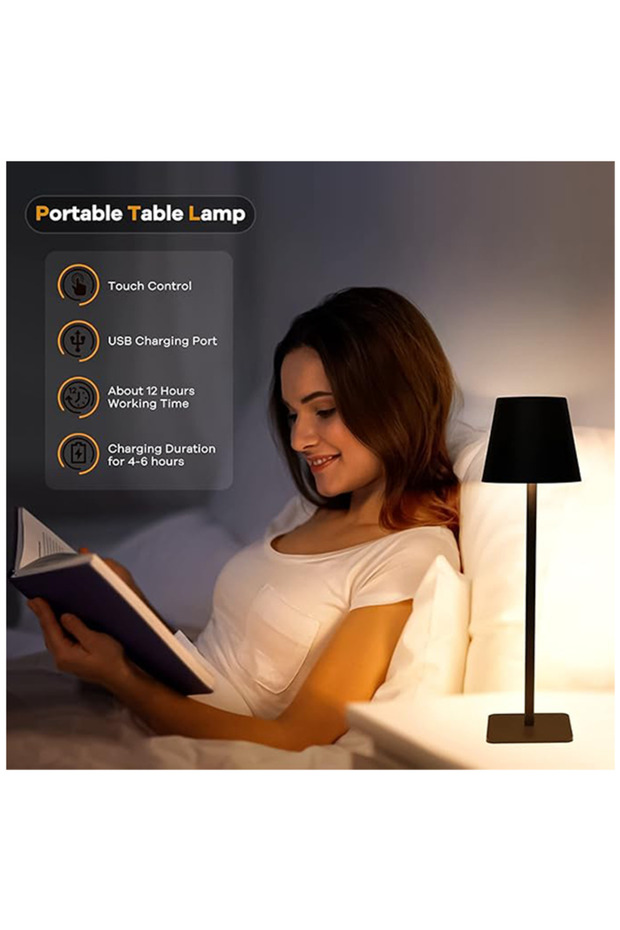 Rechargeable LED Table Lamp, 3-Color Lighting, Type-C Interface - 5