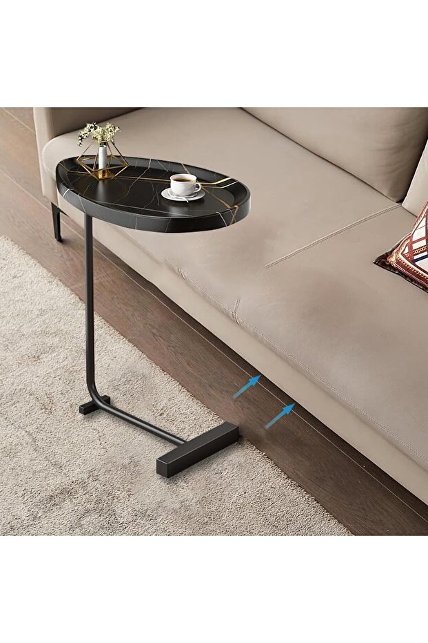 Side Table, C Shaped End Table, Small Coffee Table With Metal Frame, Side Tables Living Room - 5