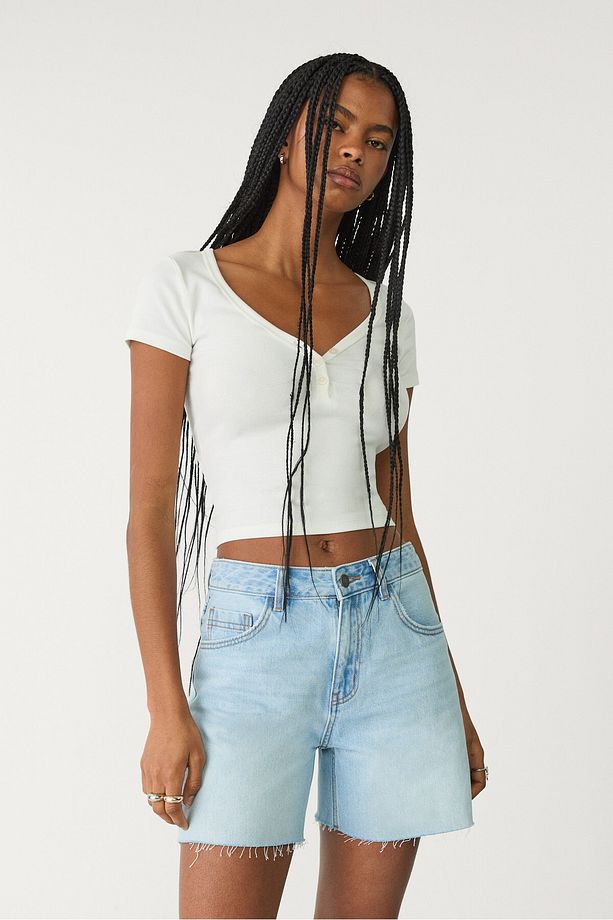 Denim bermuda şort - 1