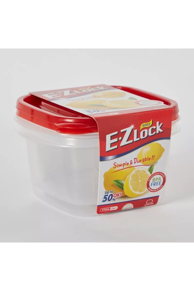EzLock Square Container Set - 970ml (Set of 2) - 4