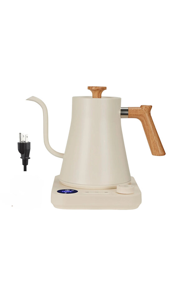 White US110V Electric Gooseneck Kettle 900ML Hand Brew Coffee Pot Smart Teapot Temperature Control P