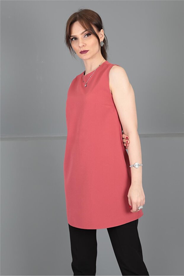 Zero Neck Sleeveless Blouse-Tile - 3001100