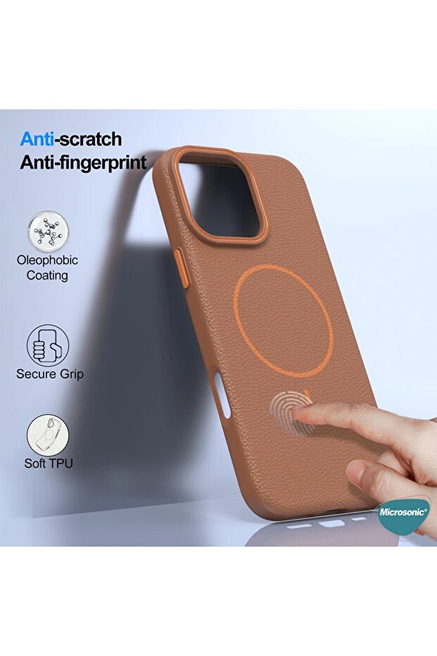 Apple iPhone 15 Pro Max Kılıf MagLeather Pro Gri - 6