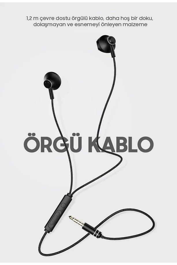 iPhone 6 uyumlu 3.5 mm Mikrofonlu Kablolu Kulaklık - 6