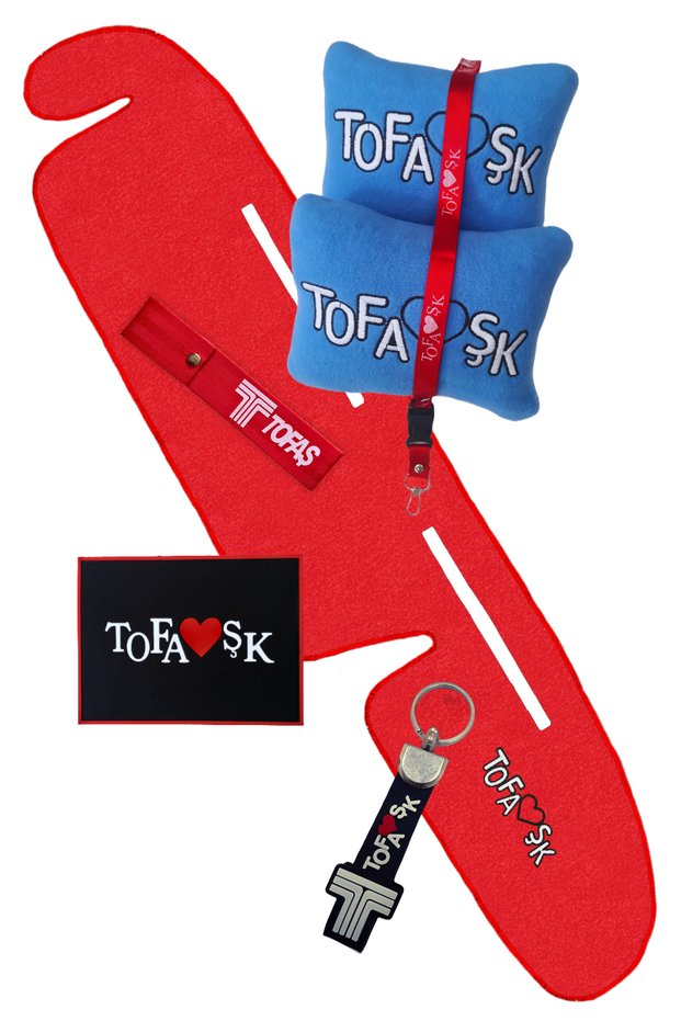 Tofaş Şahin Doğan Kartal Red High Torpedo Protection Carpet & Tofaş Blue Fleece Pillow Auto Accessory