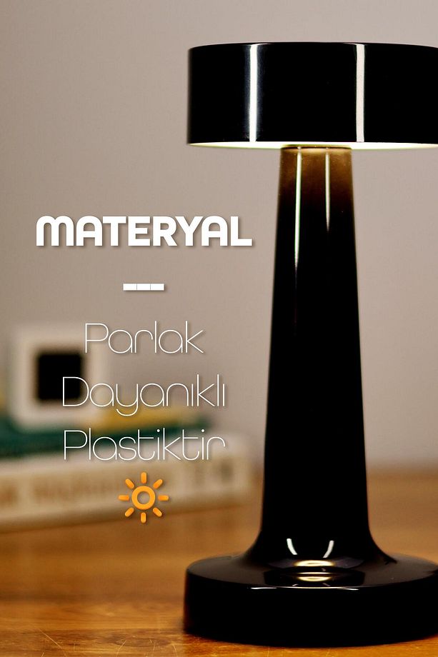 Dokunmatik Şarjlı Masa Lambası 3 MOD İskandinav Ambiyans Çalışma Okuma Işığı Lamba Siyah 332 - 8