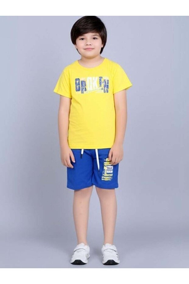 Boy's Cotton Printed Shorts Set