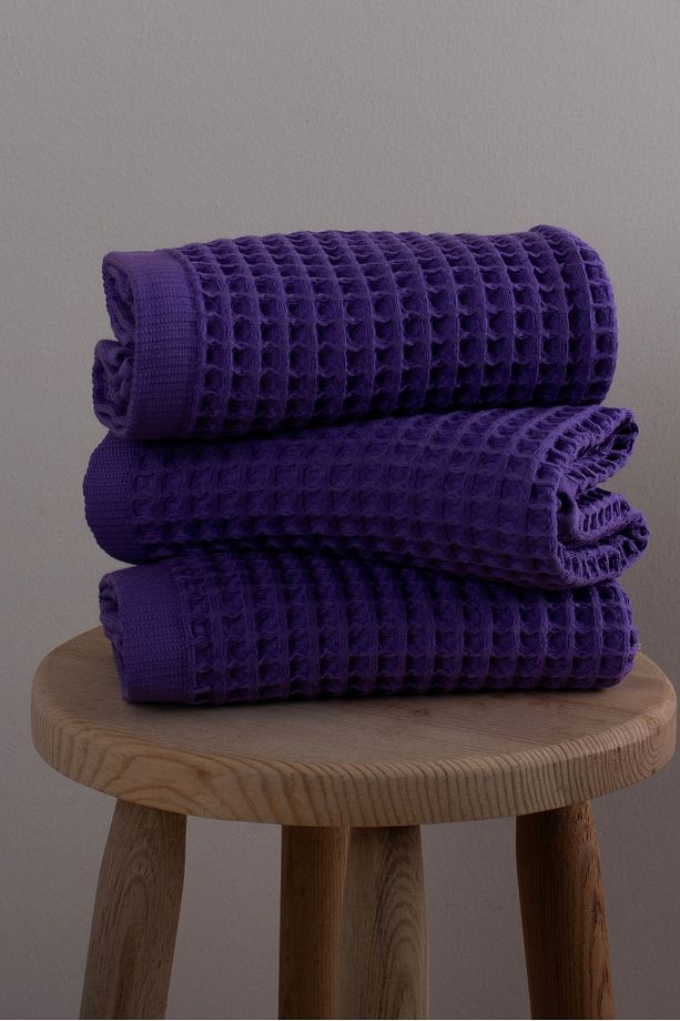 Lüks El Havlusu 3'lü Set, Waffle Dokuma, 100% Pamuk Yüksek Kalite Çabuk Kuruyan El Havluları - 8