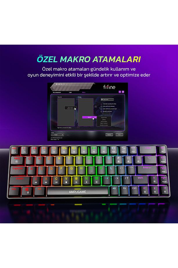 Ampligame Gk1 Rgb Red Switch Mekanik Klavye - 5