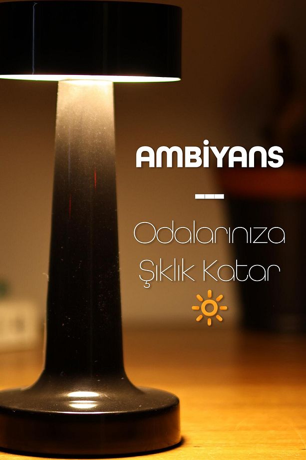 Dokunmatik Şarjlı Masa Lambası 3 MOD İskandinav Ambiyans Çalışma Okuma Işığı Lamba Siyah 332 - 7