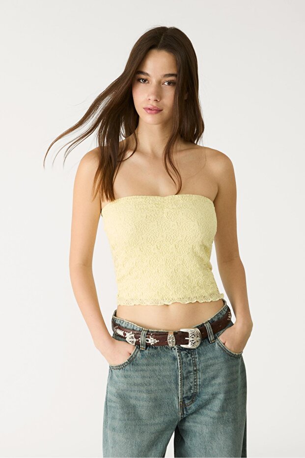 Dantel Straplez Top - 2