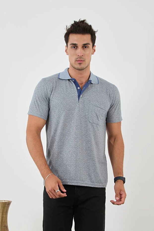 Men's Polo Collar Pocketed Dad Short Sleeve Plus Size T-Shirt