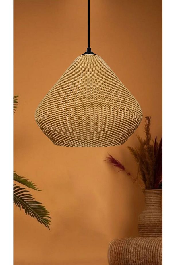 Gruis Koyu Hasır Renk Mesh Yüzey Avize Pinterest Tarzı Tasarım Tekli Sarkıt Avize (Bioplastik) E27 - 1