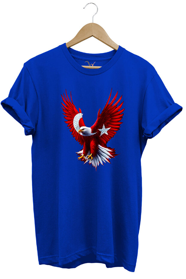 Türkiye Moon Star Turkish Flag Eagle Design Printed 100% Cotton Regular Fit Crew Neck T-Shirt