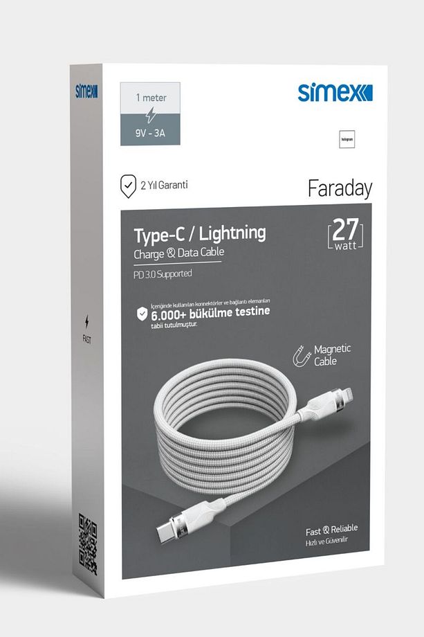 Type-C to Lightning SPK-13 Faraday 27W Mıknatıslı Data Kablosu - 4