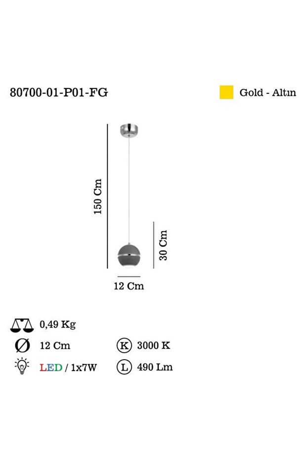 POLVERA LEDLİ SARKIT AVİZE 7W 3000K - 2