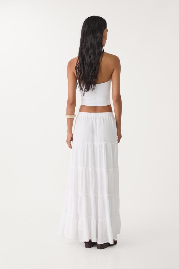 Panelli dökümlü midi etek - 4