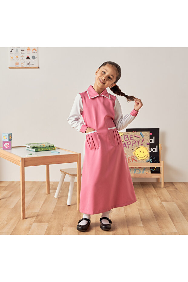 مريلة سادة مع طوق وجيوب - 2