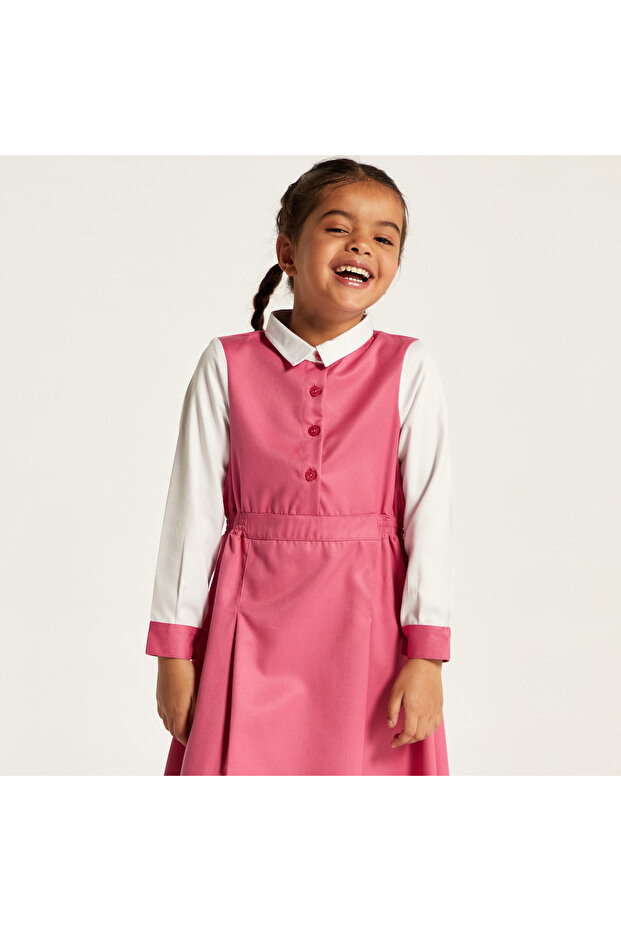 فستان بينافور سادة مع إغلاق بأزرار - 3