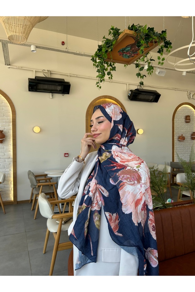 Desenli bambu kraş şal - 2
