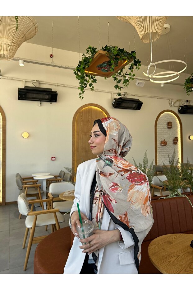 Desenli bambu kraş şal - 2