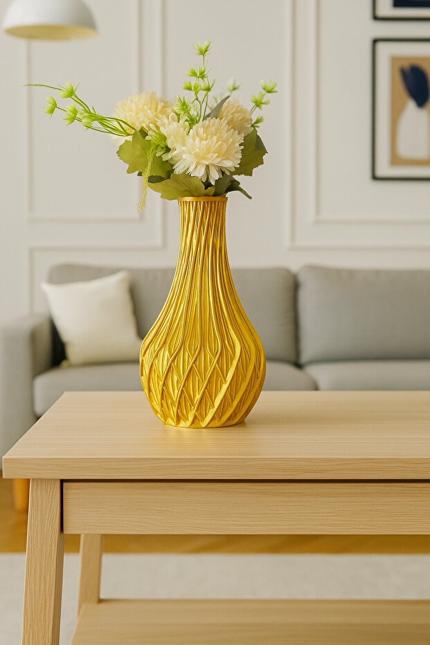 Modern Vazo Gold çiçekler fiyata dahil değildir - 4