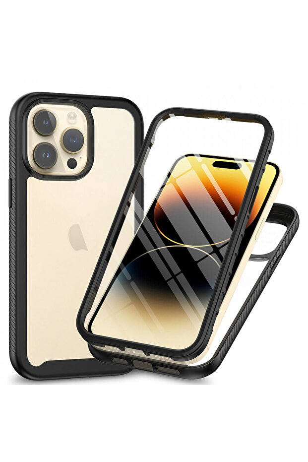 IPhone 15 Pro Case + Screen Protector - Techsuit Defense360 Pro - Black - 1