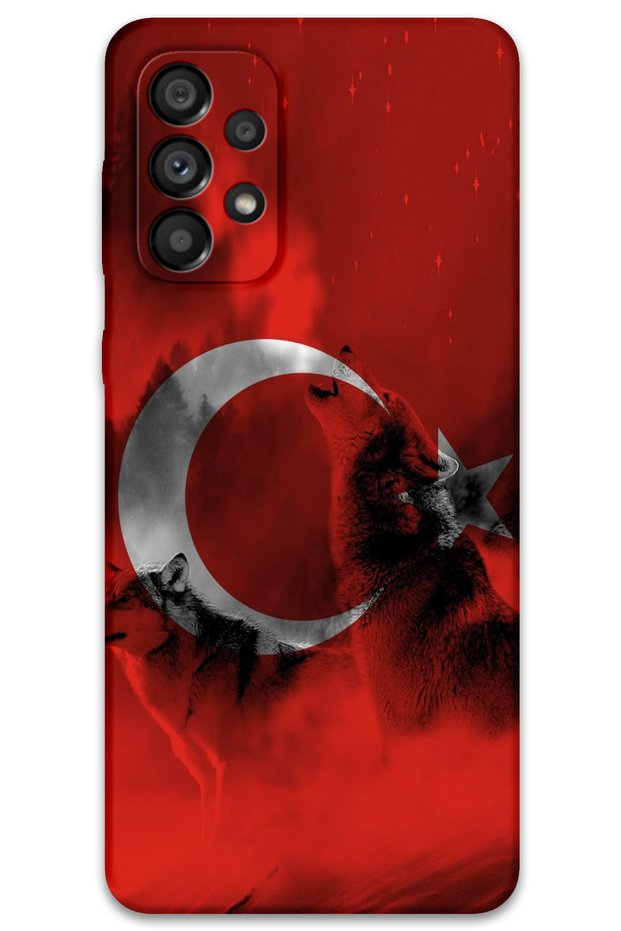 Galaxy A73 Compatible Turkish Flag Patterned Phone Case + Screen Protector - 5854