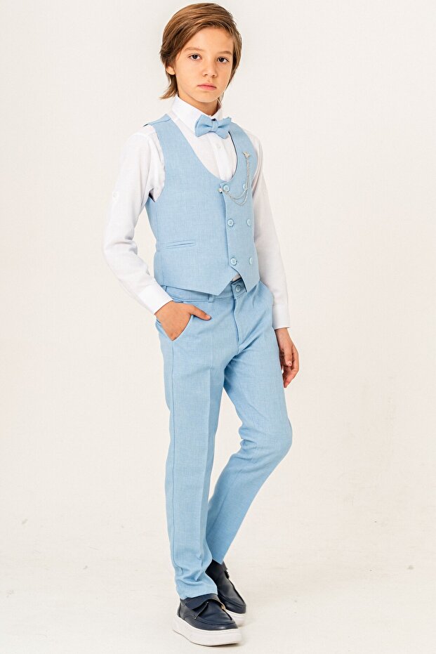 Boy's Suit with Linen Vest