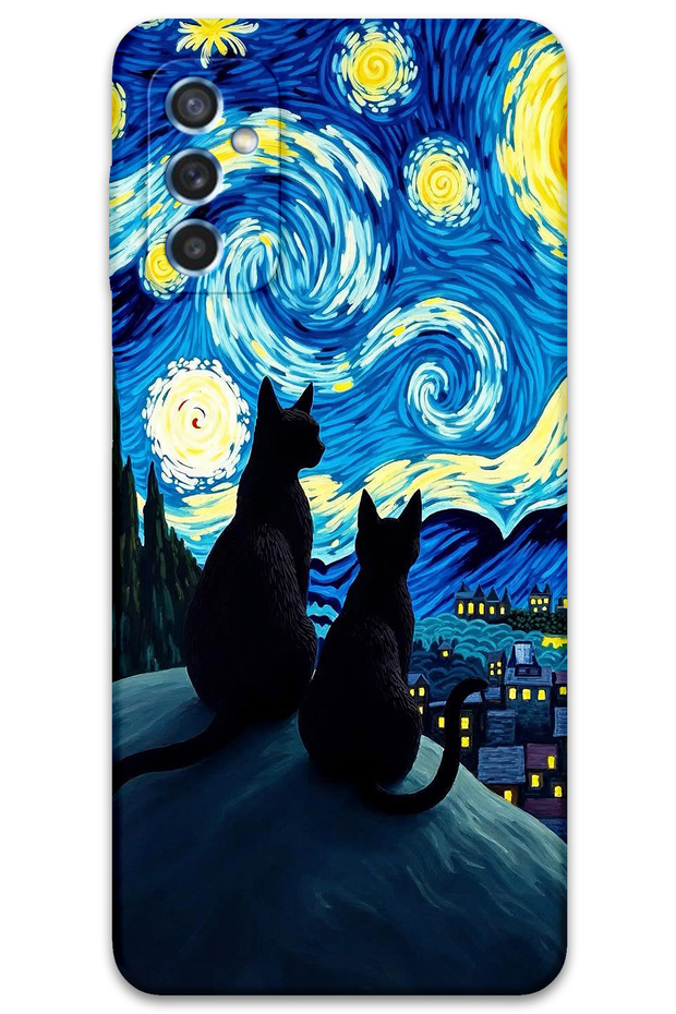 Galaxy M52 Compatible Cat Pattern Phone Case + Screen Protector - 5782