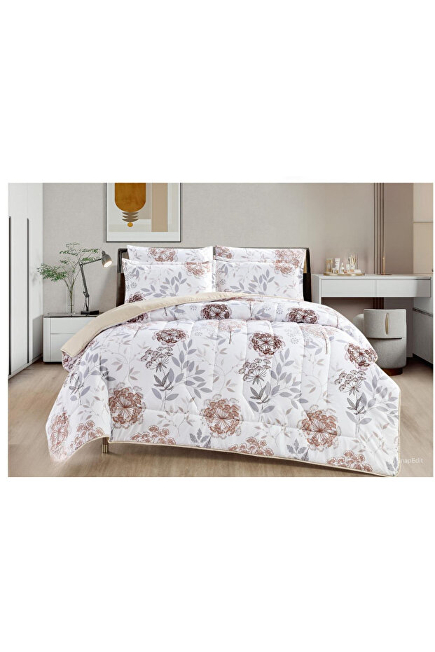 Double bed sheet with a floral pattern, reversible design, to give you a refreshing summer with microfiber materials, size 220*240 cm - 1