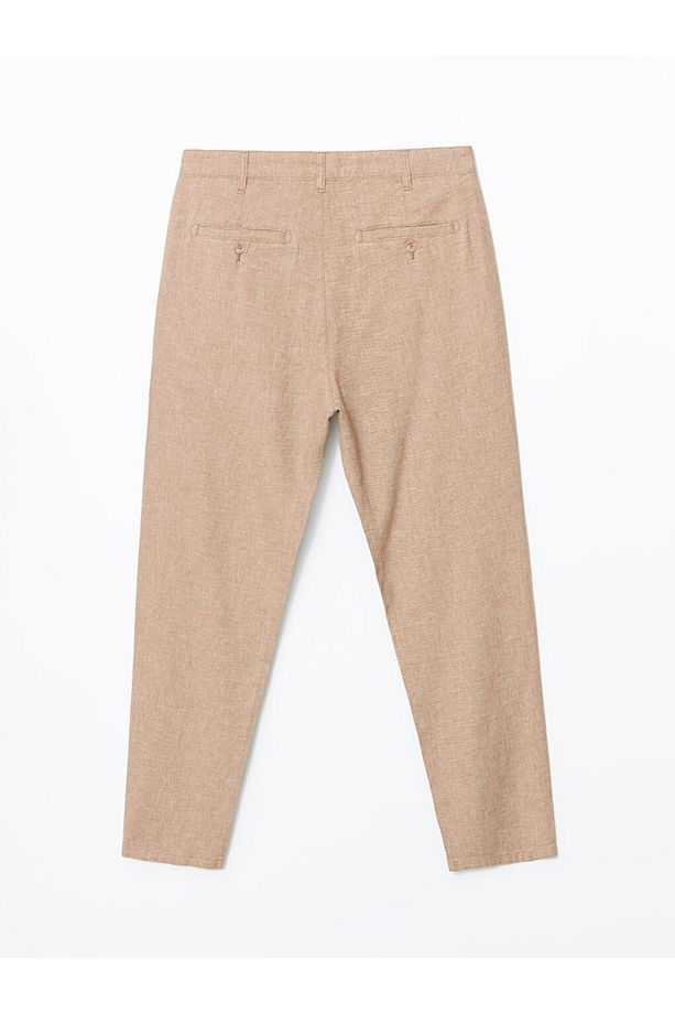 Regular Kalıp Keten Karışımlı Kumaş Şık Erkek Pantolon - 6