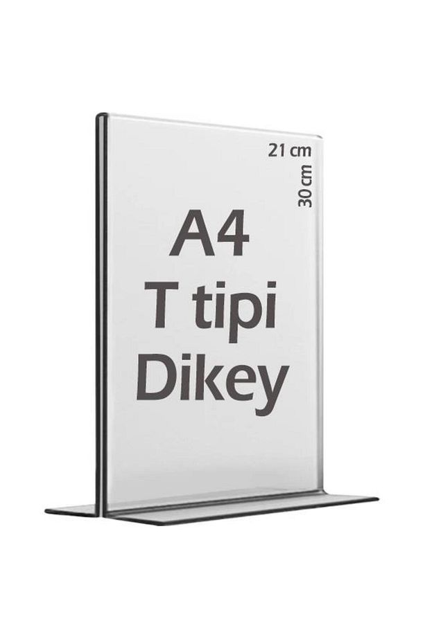 21x30 A4 T Tipi Dikey Şeffaf Föylük Menü Etiket Fotoğraflık Kafe Restorant stand fuar ofis sergileme - 1