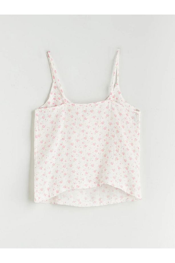 LCW DREAM Pembe U Yaka Çiçekli Askılı Kadın Şortlu Pijama Takımı - 3