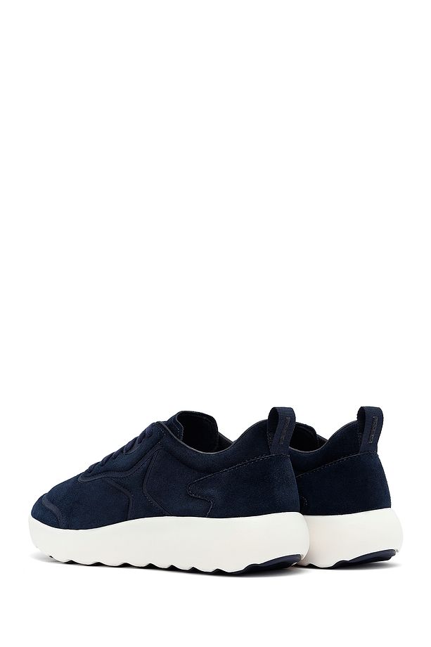 Erkek Lacivert Kalın Tabanlı Bağcıklı Süet Deri Sneaker U46LFA00022C4064 - 5
