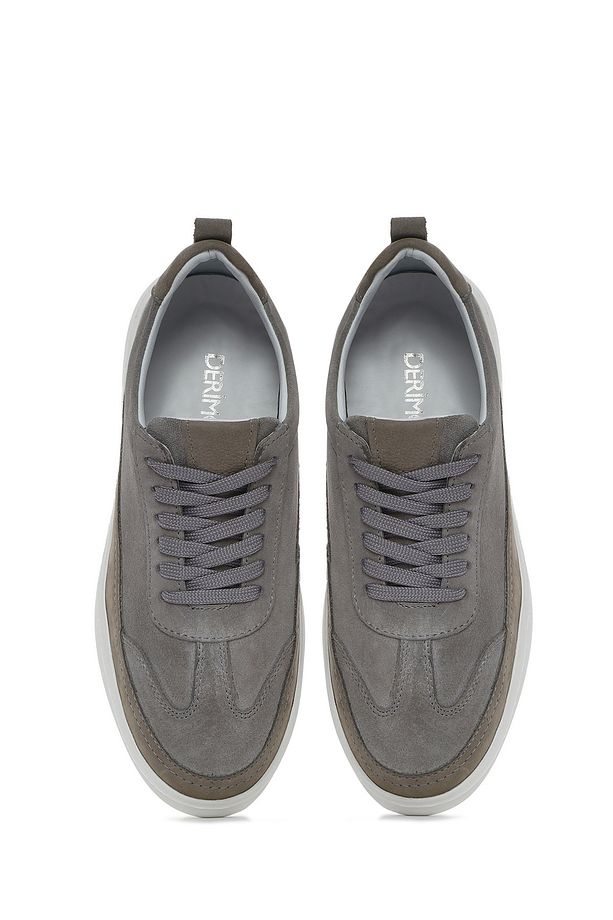 Erkek Gri Bağcıklı Kalın Tabanlı Deri Sneaker 25SFD700214 - 7