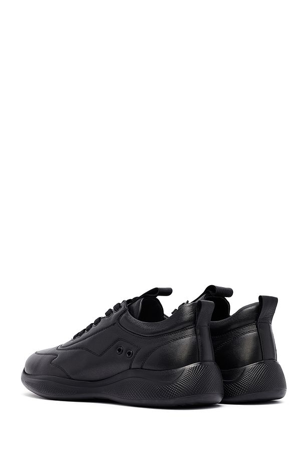 Erkek Siyah Bağcıklı Deri Sneaker 25SFD642318 - 5