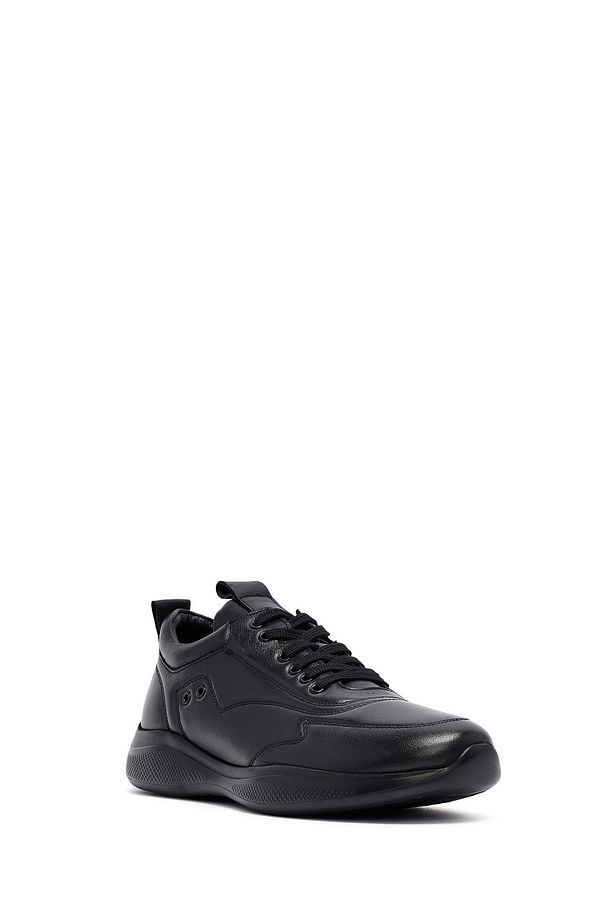 Erkek Siyah Bağcıklı Deri Sneaker 25SFD642318 - 6