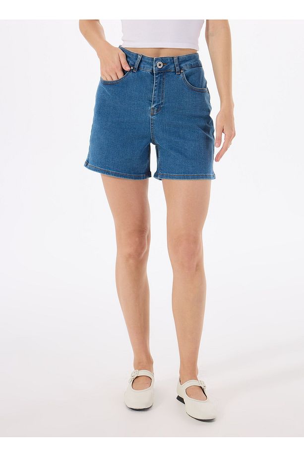 Limon Normal Bel Relaxed Lacivert Kadın Denim Şort L5SL-SRT9047 - 3