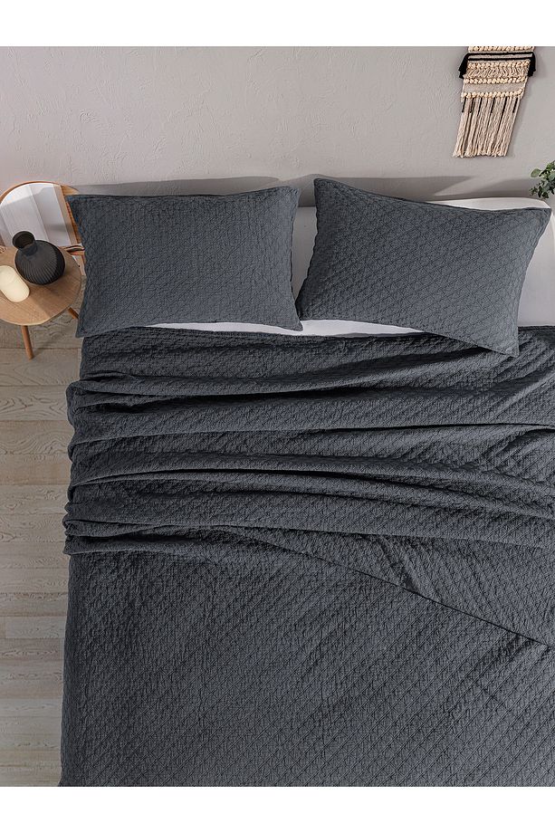 Cambrıdge Yatak Örtüsü Seti Çift Kişilik Koyu Gri - 4