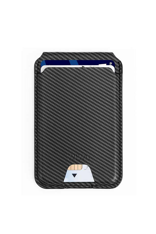 Standlı Magnetik Kartlık Wiwu MW-003 Mag Wallet Siyah Karbon Tasarım - 1