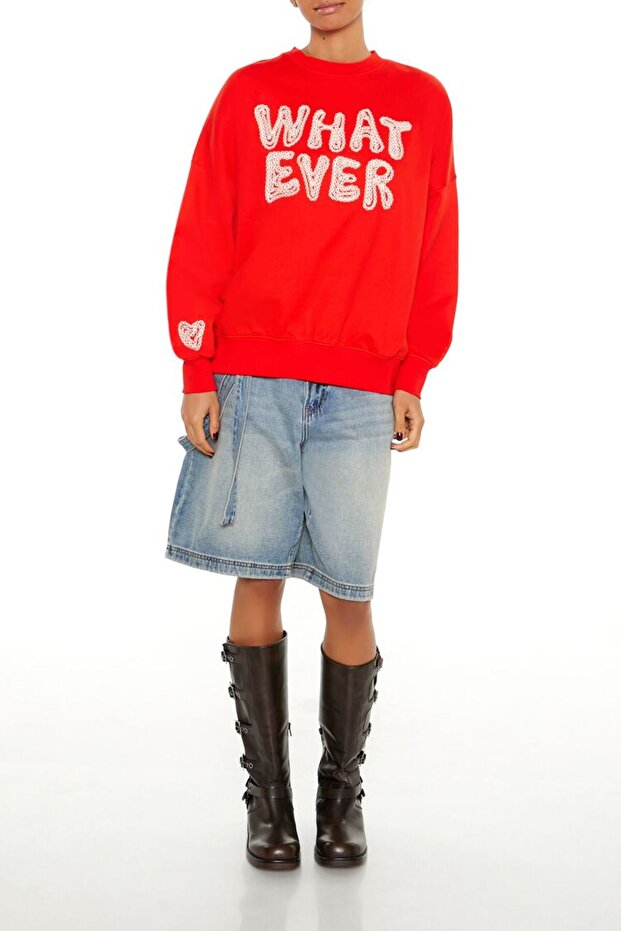 What Ever Yazılı Sweatshirt - 4